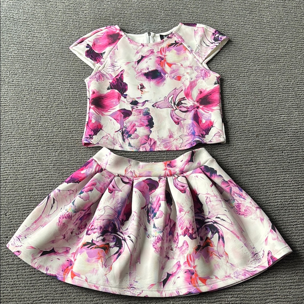 Bardot Floral Pink and Purple Two-Piece Set